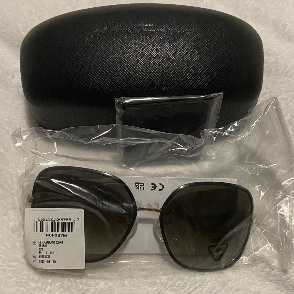 Salvatore Ferragamo Black Frame with Dark Gradient Lenses Women's Sunglasses